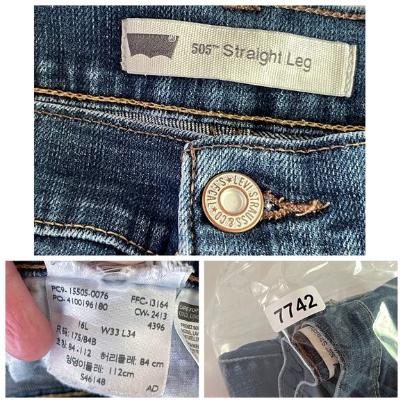 Levi’s 505 Women's Straight Leg Slim Fit Denim Jeans Size 33x32 Medium Blue Wash - Picture 10 of 10
